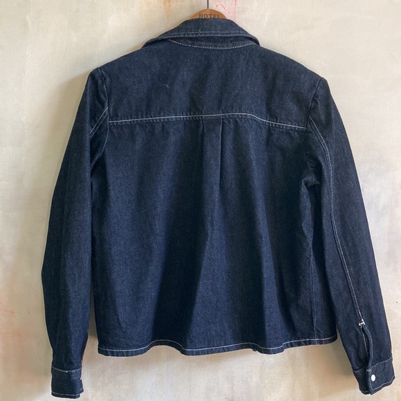 LEVI’S S Organic Cotton Ladies Snap Front Denim Jacket Dark Wash EUC - Picture 10 of 13